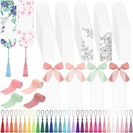 100 stk. akryl bokmerkeemner, klare akryl bokmerker DIY bokmerker for bokelskere, håndverk, gavemerker, lesing