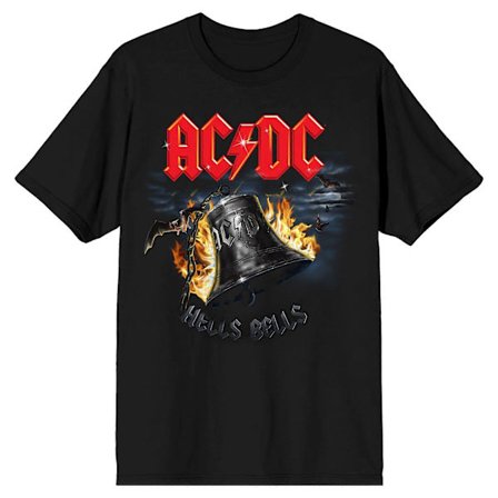 Herre ACDC Svart Grafisk T-skjorte, Fiery Hells Bells Logo -oobb21