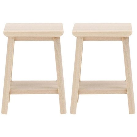 2 stk. Mini Møbel Træ Skammel Simulation Bonsai Opbevaringsskammel Miniature Hus Ornament