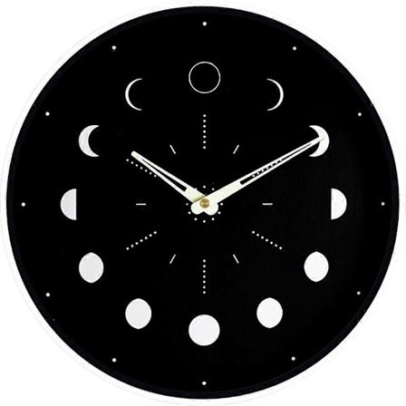 Væg Ur Træ Lysende Vægmonteret Månefase Lydløst Ur Uden Batteri