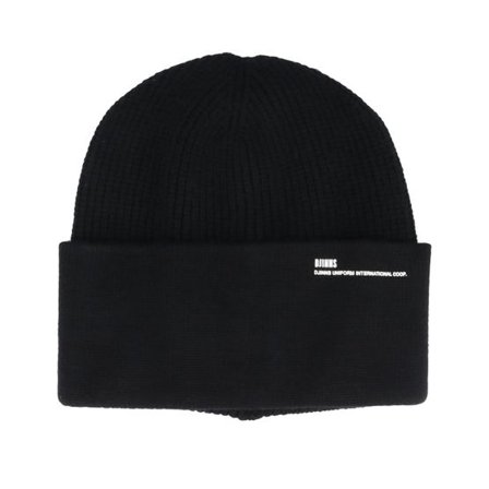 Djinns - Svart cuff Beanie - High Collar Beanie Rubber Rib-Black Cuff @ Hatstore