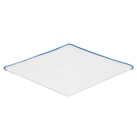 Biała poszetka z szafirowymi krawędziami dla mężczyzn - Jednokolorowe poszetki