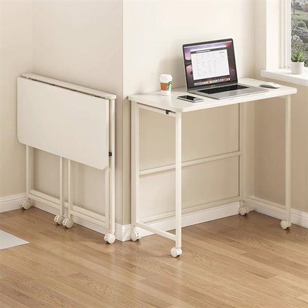 Sammenleggbart skrivebord med hjul og sammenleggbar topp 120x60cm - Hvit