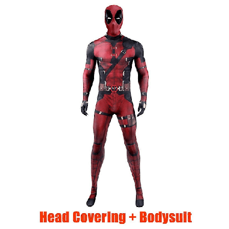 Huiyun MARVEL Deadpool Cosplay-asu Aikuisten Bodysuit Jumpsuit Lis varusteilla P peitteell Juhlapukeutumiseen -Xin 2pcs-NEW Design 120(Fit 110-120cm)