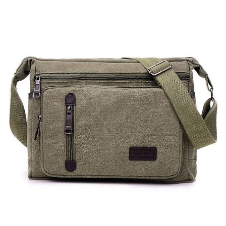 Herre Retro Canvas Messenger Bag Skulder Veske Crossbody Satchel Multi Lommer Håndvesker