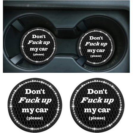 4 stk (Svart) Bilkoppunderlag 2,75 tommer Sklisikre Koppholdere Innleggsunderlag, Krystall Rhinestone Auto Drikke Bilkopp Matte f