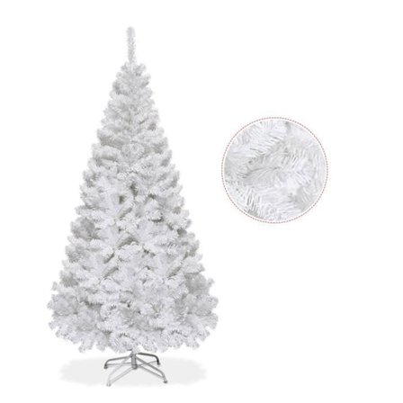 Kunstigt juletræ 150 cm COSTWAY Hvid - PVC-nåle - Metalstøtte - Festdekoration til jul - 350 grene