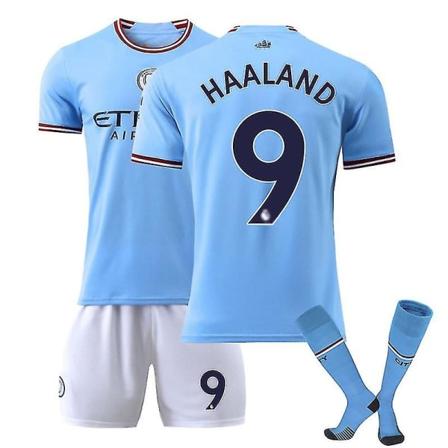 Ny Manchester City trøje 2022-2023 Fodboldtrøje Kits Børn Herre Mci Jersey HAALAND 9 Børn 22(120-130) SQBB