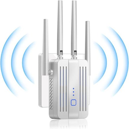 WiFi-repeater, 1200 Mbps Dualband 2,4G och 5G Trådlös Wi-Fi Signal Booster, Vit