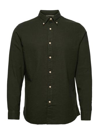 Slhslimflannel Shirt Ls Skjorta Casual Grön Selected Homme