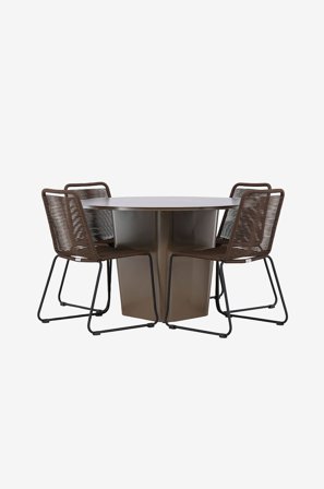 Venture Home - Santa Fe Spisebordssæt med stole Lindos - Brun - Spisegrupper - Fra Homeroom