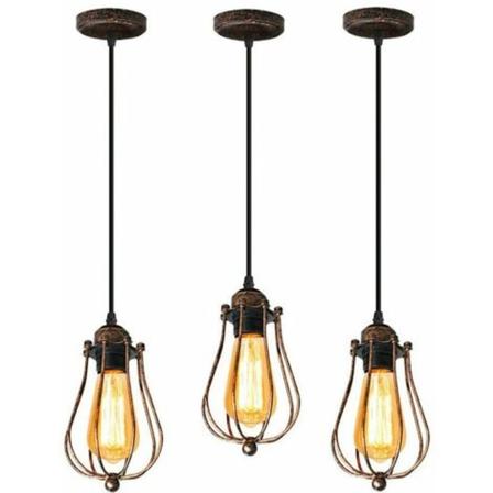 3 vintage teollisuusriippuvalaisimen set E27 valot retro Cafe Home Loft Keittiö Olohuone ja Hotellin makuuhuone (Rust