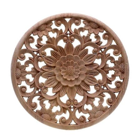Udskåret Blomster Udskæring Runde Træ Applikationer Til Møbler Skab Umalede Træ Lister Mærkat D