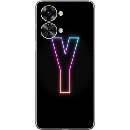 Kompatibelt Mobilskal till OnePlus OnePlus Nord 2T Minimalistisk neonbokstav Y i färgskiftande ljus mot svart bakgrund