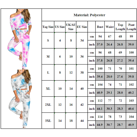 Dam Tie Dye Loungewear Baggy träningsoveraller Set Lounge Wear