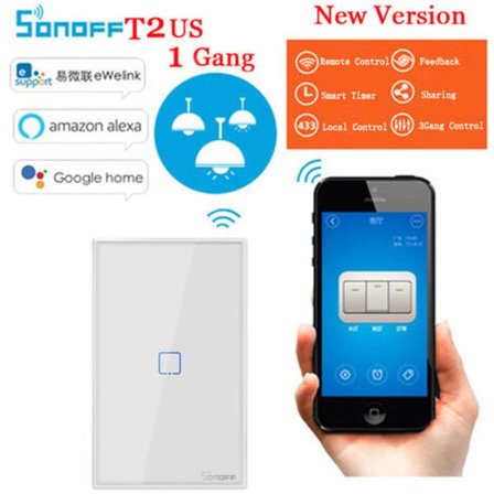 Sonoff T2 US 1C WiFi Smart Väggkontakt med Touch-styrning och Röststyrning för Smart Hem
