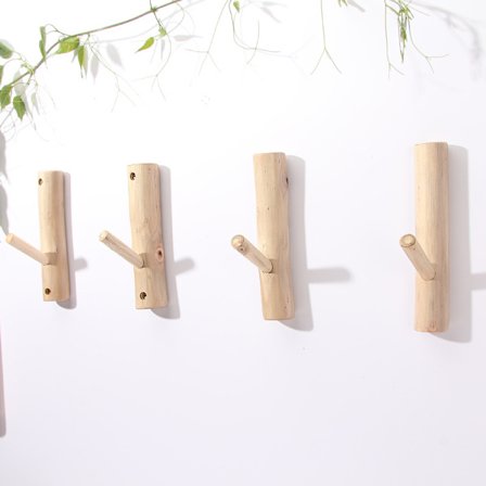 4 kpl Puun oksasta valmistettuja seinäkoukkuja, Puinen seinäkoukku, R