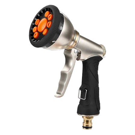 Hageslange, hagehånddusj 9 vanningsmønstre, hagesprøytepistoler 100 % metall multifunksjonell vannsprøyter