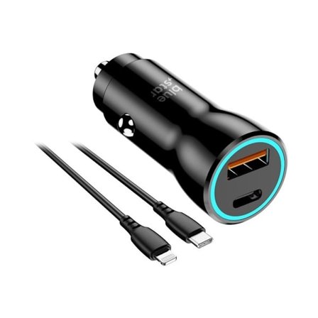 Blue Star Biloplader 25W USB C+Kabel USB-C til Lightning - Sort