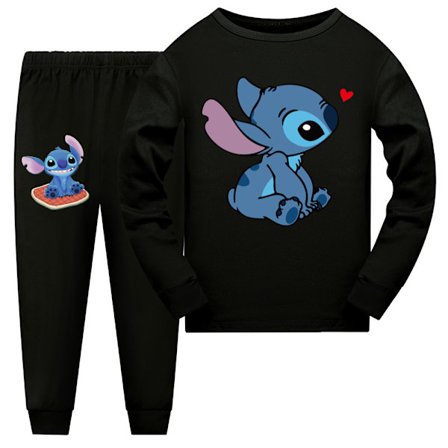 2kpl Lasten pyjamat Stitch pitkähihainen villapuserosetti Yöasut Z X