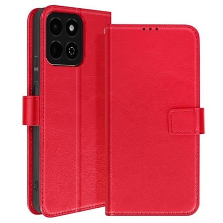 Fodral för Honor 200 - Smart design - Vintage - Röd - Ekologiskt läder - Videostöd