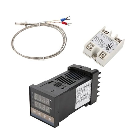 REX-C100 Digitaalinen PID-lämpötilansäädin termostaatti SSR-releellä ja K-tyypin termoparilla