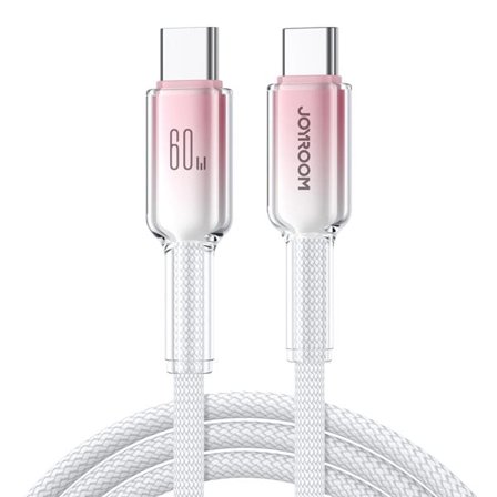 Joyroom Crystal-Clear 60W USB-C-kabel 1,2 m - hvit