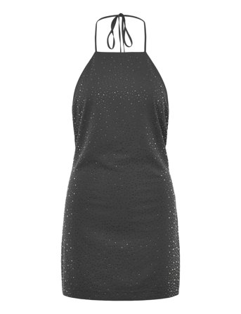 Weekday Stone Mini Halterneck Dress - Grey - 36