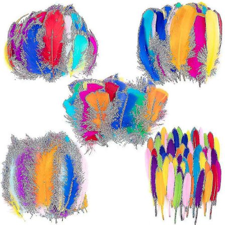 Fargerike Håndverksfjær - 300 Stykker Naturlige Gåse/Tyrkiske Fjær For DIY-Prosjekter - Drømmefangere, Håndverk