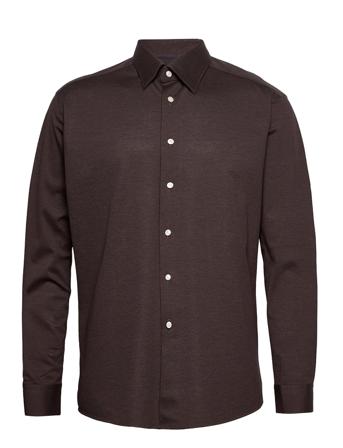 Polo Popover Shirt - Short Sleeved Skjorte Casual Brun Eton