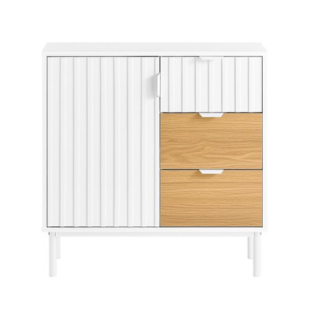 SoBuy Lavt skab med 3 skuffer i træ 75x35x75.5cm, klassisk FSB91-WN