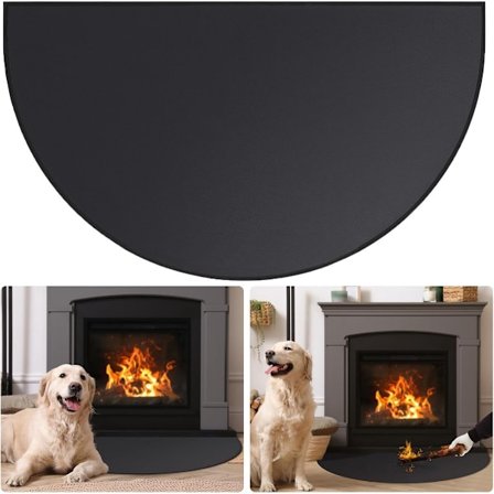 Eldstadmatta - 61 x 106 cm Halvcirkelformad Gnistskyddsplatta Glasfiber 2-Lagers Brandskyddsresistent & Mattor Halvrund Spis Skyddar_yu