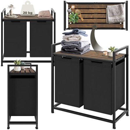 Tvättkorg med hylla, industriell stil