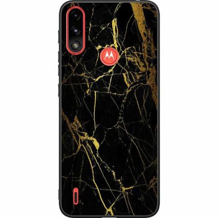Motorola Moto E7i Power Svart Skal Marmor