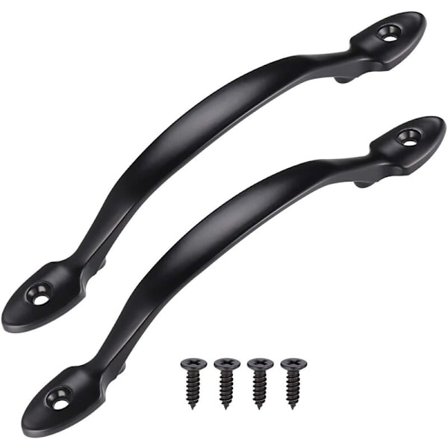 Sett med 2 svarte vintage møbelhåndtak i sinklegering for skap