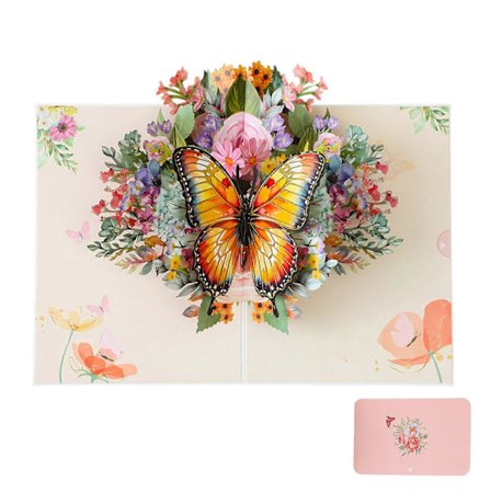 Sommerfuglblomst 3D Pop-Up Kort med Blomsterdesign for Henne Mor Morsdag - Kvinner Kone Kjæreste Jubileum Valentinsdag