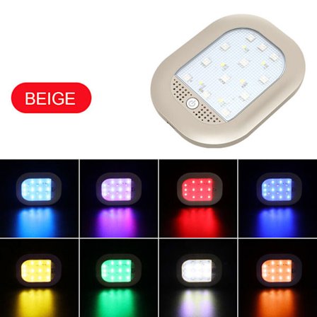 1 stk beige USB oppladbar LED bil leselampe interiør R