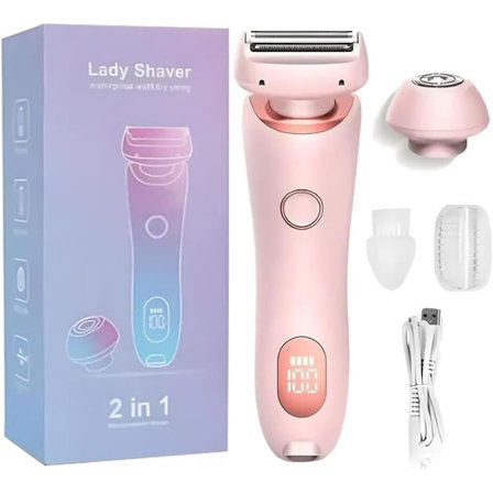 2-i-1 Elektrisk Barbermaskine til Kvinder, Våd og Tør, Smertfri med LED-Display