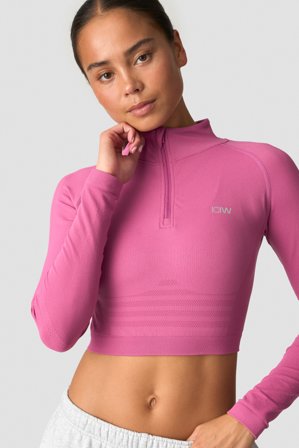 ICANIWILL - Define Seamless Cropped 1/4 Zip Dark Mauve - Oberteile - Damen - ICIW