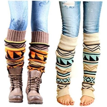 Boho Strikkede Lange Benvarmere til Damer