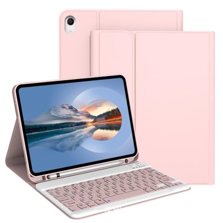 Tyylikäs suojakotelo iPad 10/11 A16 pinkki näppäimistö Bluetooth
