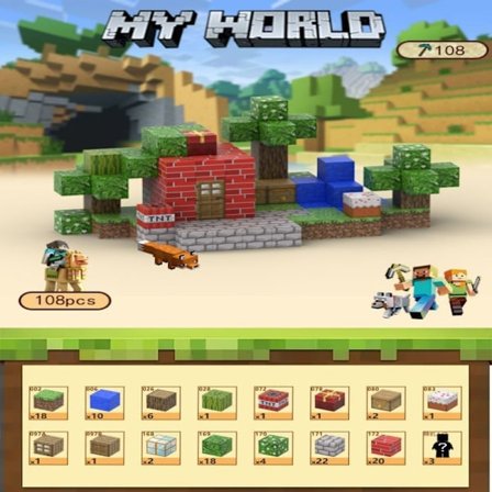 Minecraft byggeklosser, inkludert 108 seks-sidige magnetiske leker med 3 figurer, Hage