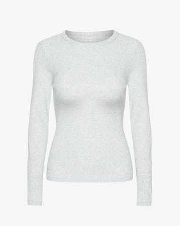 Women Organic Rib LS T-Shirt - Snow Melange
