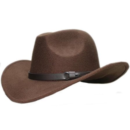 Stor stor plusstørrelse vintage dame herre ull bred brem cowboy western hatt cowgirl begravelse formell bowler lue skinnrem 61cm