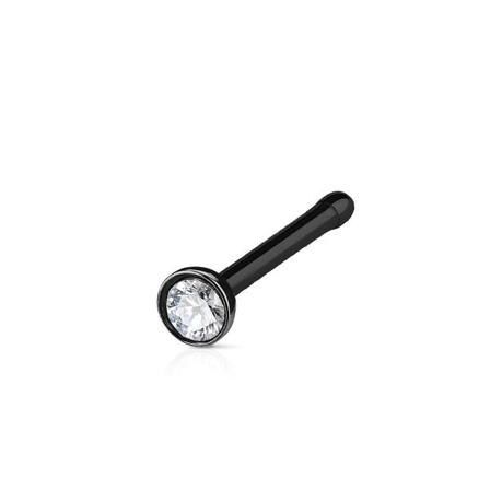 1 st. Näspiercing i 316 Kirurgiskt stål med 2,5 mm. Vit Kristal 2 Svart