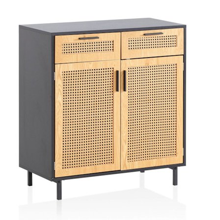 Rootz senkki 80 cm - Musta lipasto - Wieniläinen Weave Design - Tyylikäs säilytysratkaisu - Kestävä ja tilava - 80 cm x 86,5 cm x 40 cm