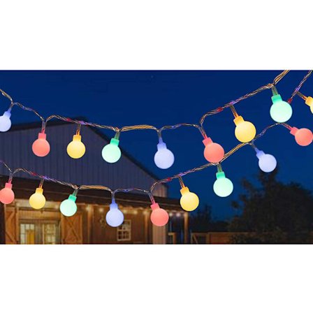 |NN| Utendørs lysslynge, fargerike lyspærer, 12 m, 100 LED, juletrebelysning for høytider, hager, balkonger og interiører, jul, barn r