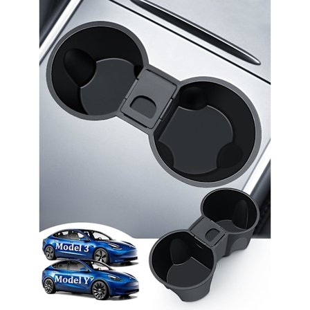 Tesla Model Y Model 3 2021 2022 2023 Kopholder, Midterkonsol Drikkeholder med Mini Opbevaringsboks, Silikone Kopholder Tesla Model Y / 3 Interiør 
