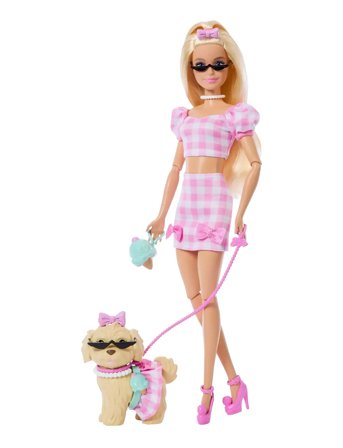 Twinning Looks Fashion Doll With Pet Dog, Matching Pink Clothes & Accessories, Blonde Pink Barbie