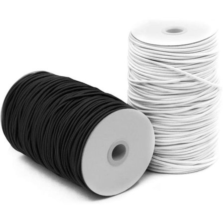 2 pakker 3 mm elastisk snor, SourceTon elastisk perlesnor (sort & hvid, 91 meter), fantastisk til håndværk, hårelastikker og hjemmebrug